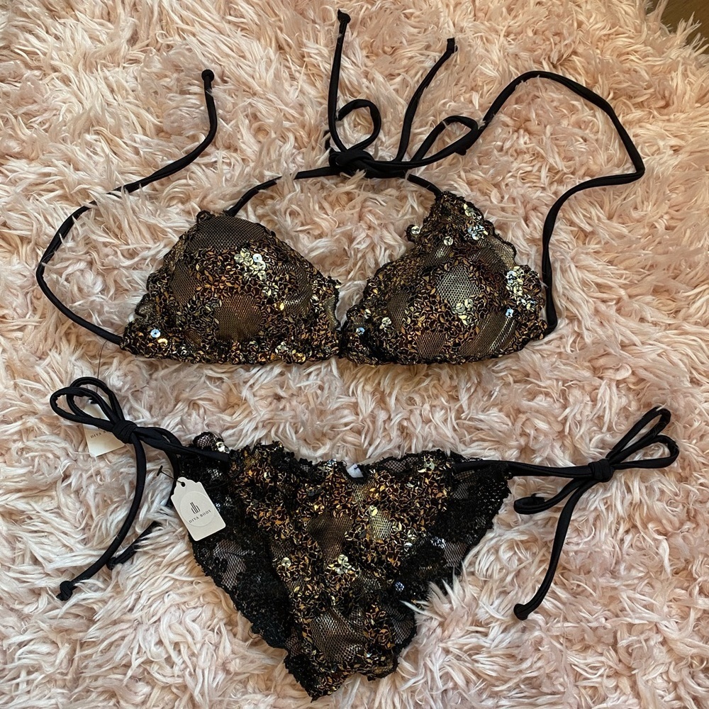 Black and Gold Sequins Bikini small and medium NWT - Picture 7 of 12